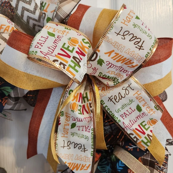 Gobble till you wobble Thanksgiving Wreath - Picture 4 of 6